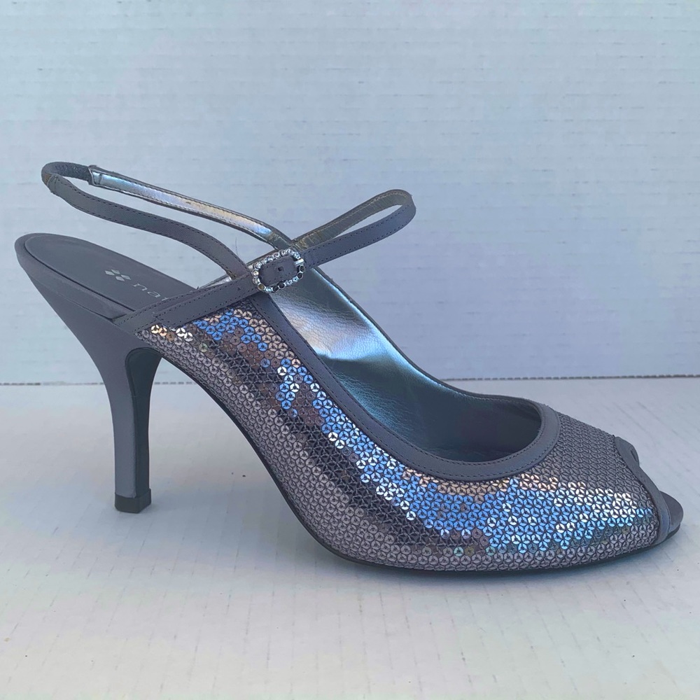 Naturalizer Silver Sequins Slingback Sandals - Picture 4 of 11